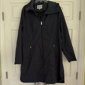 Cole Haan Dark Navy Blue Trench Coat Water-Resistant Modern Design